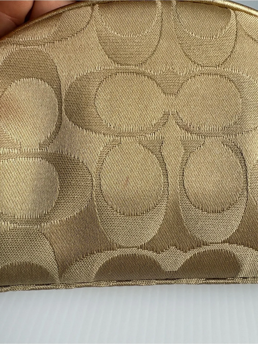 Coach Metallic Gold Monogram Cosmetic Case Limited Edition EUC